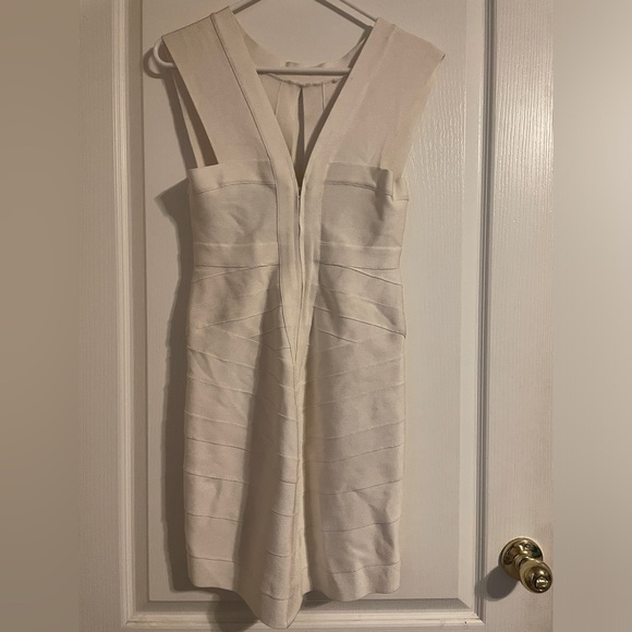 Herve Ledger Off White Bandage Mini Dress Medium Bodycon Party Cocktail - Picture 2 of 11